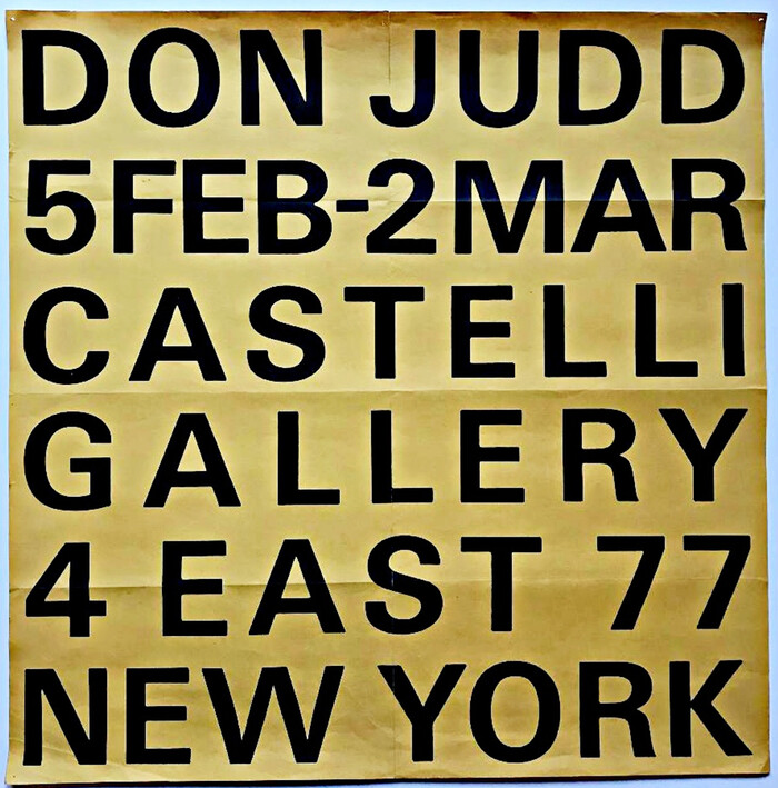 Poster for Donald Judd exhibition at Castelli Gallery 2