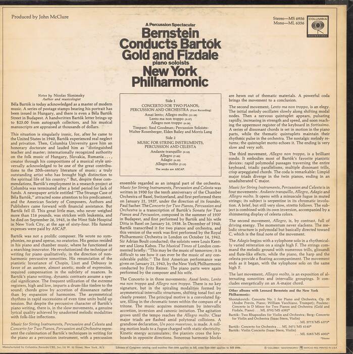 Bernstein Conducts Bartók album art 2