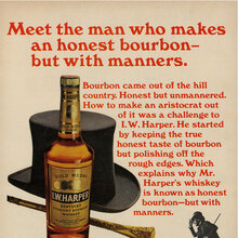 “Meet the man who makes an honest bourbon” ad by I.W. Harper
