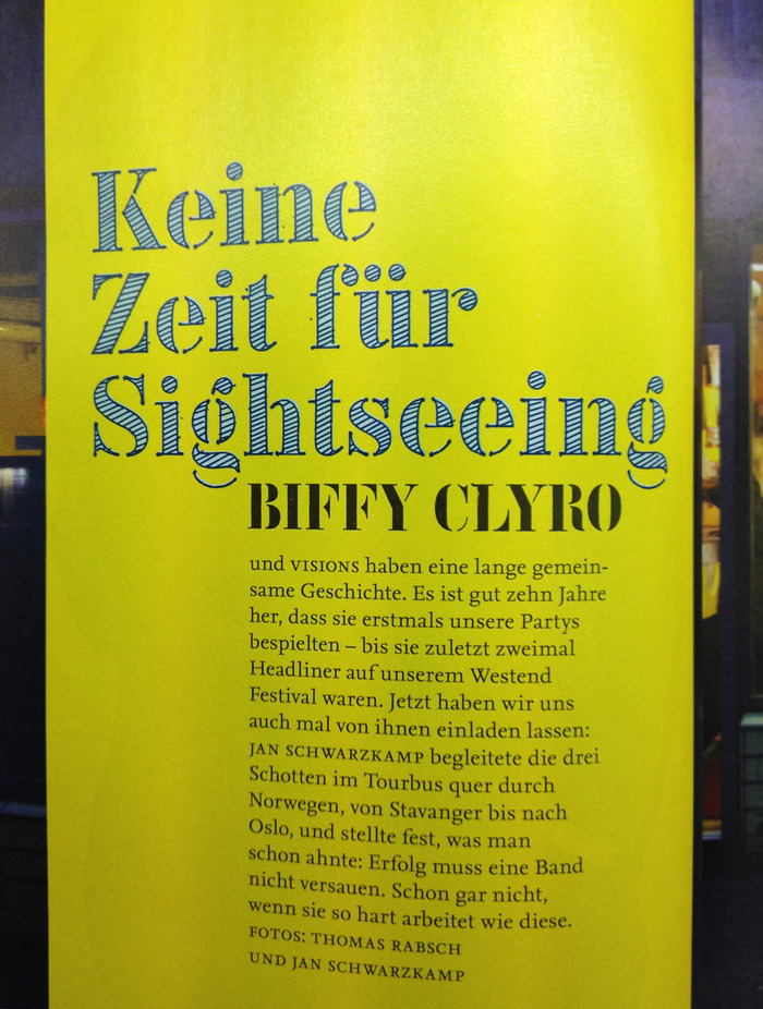 Biffy Clyro feature in Visions magazine, No. 249