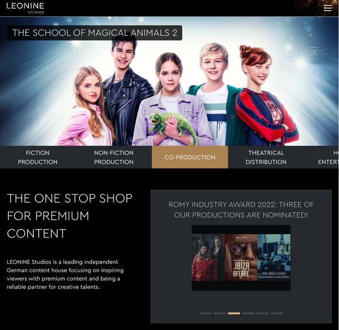 Leonine Studios website 1