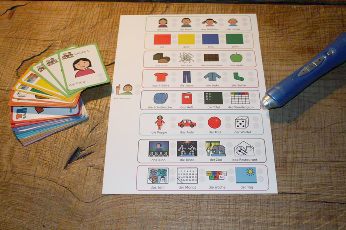 Cards are provided with audio codes for further communication support