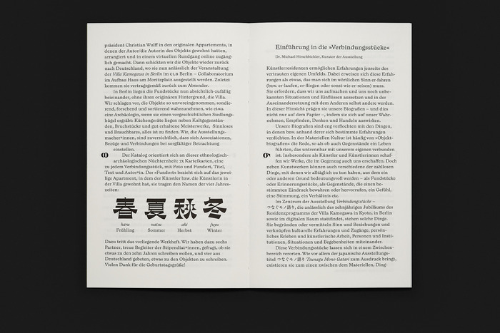 The artists in residence at Villa Kamogawa are divided up into four cohorts named after the four seasons. The order of the artist cards follows this theme.