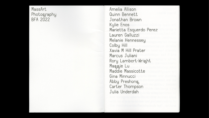 Mass-Art BFA Photography 2022 catalog and website 4
