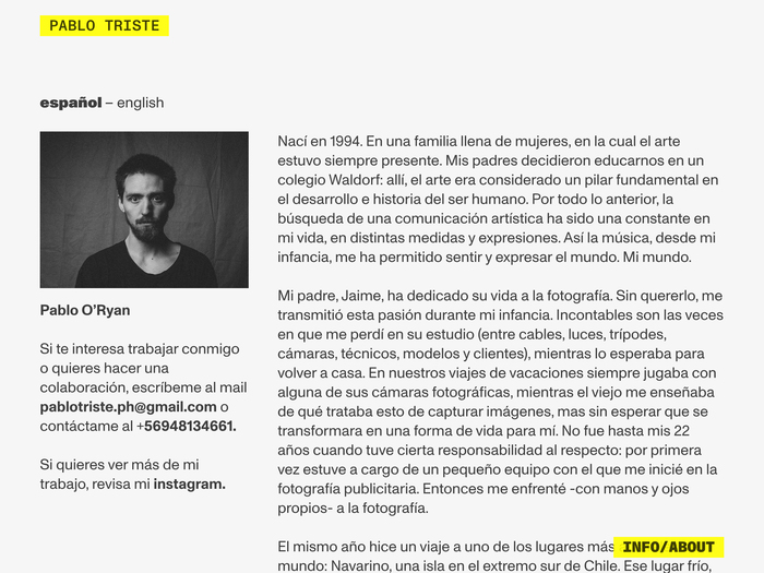 Pablo Triste portfolio website 4