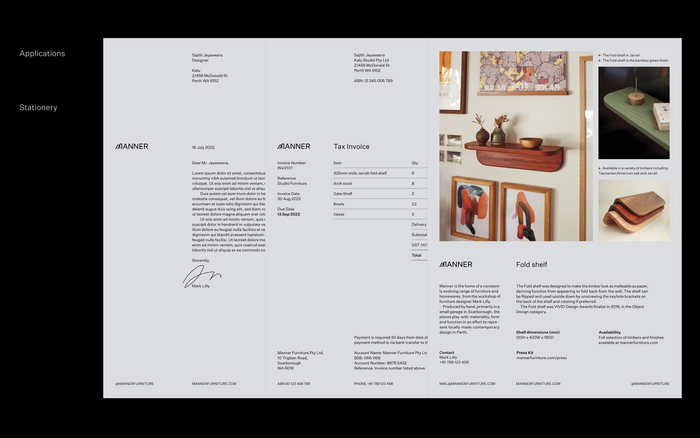 Letterhead, invoice, and press release documents