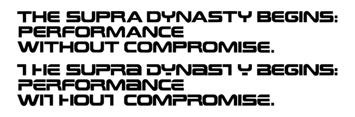 Comparison of the type seen in these ads with Earth (a.k.a. Eager) letterforms. This more solid variation of Earth is also used in other places. A similar upright A also appears in another use. The Y also appears to be a custom creation.
