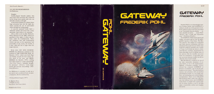 Full view of dust jacket, with Earth in use on the front panel, spine and top of the front flap. Additional text on flaps is set in Times.
