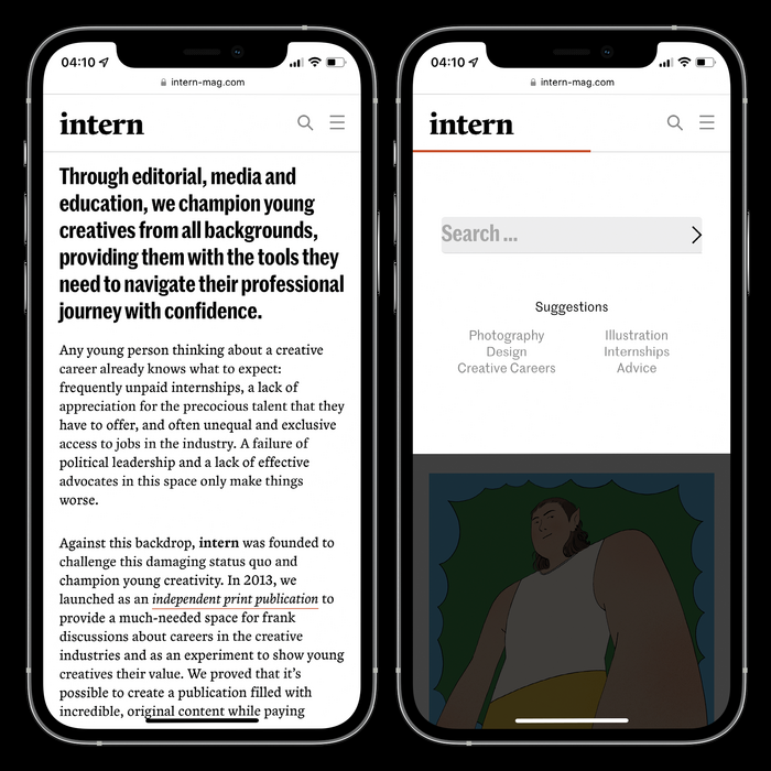 Intern Mag website 2