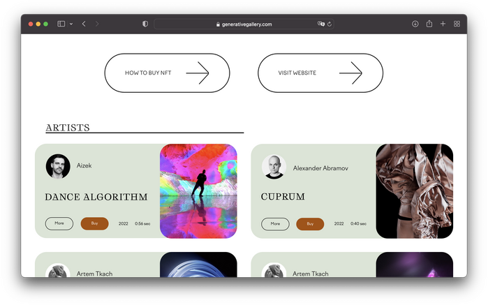 Generative Gallery website 2