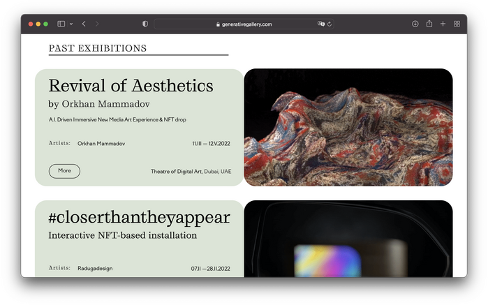 Generative Gallery website 4