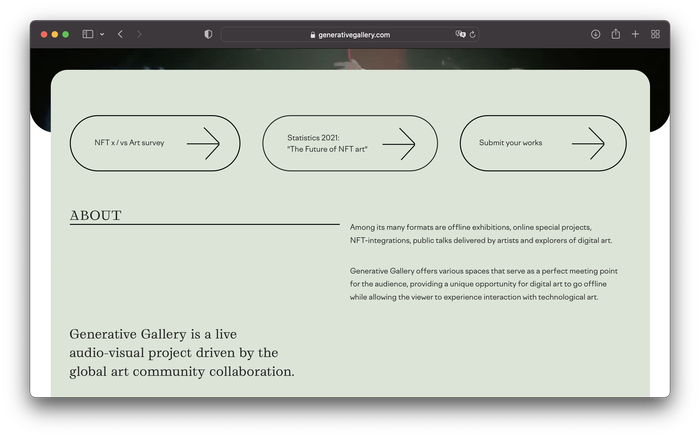 Generative Gallery website 6