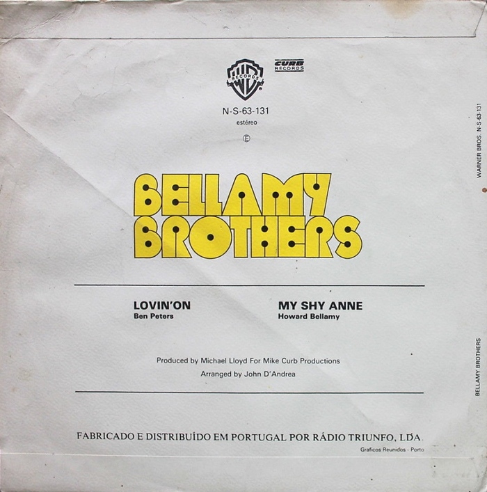 Bellamy Brothers – “Lovin’ On” / “My Shy Anne” Portuguese single cover 2