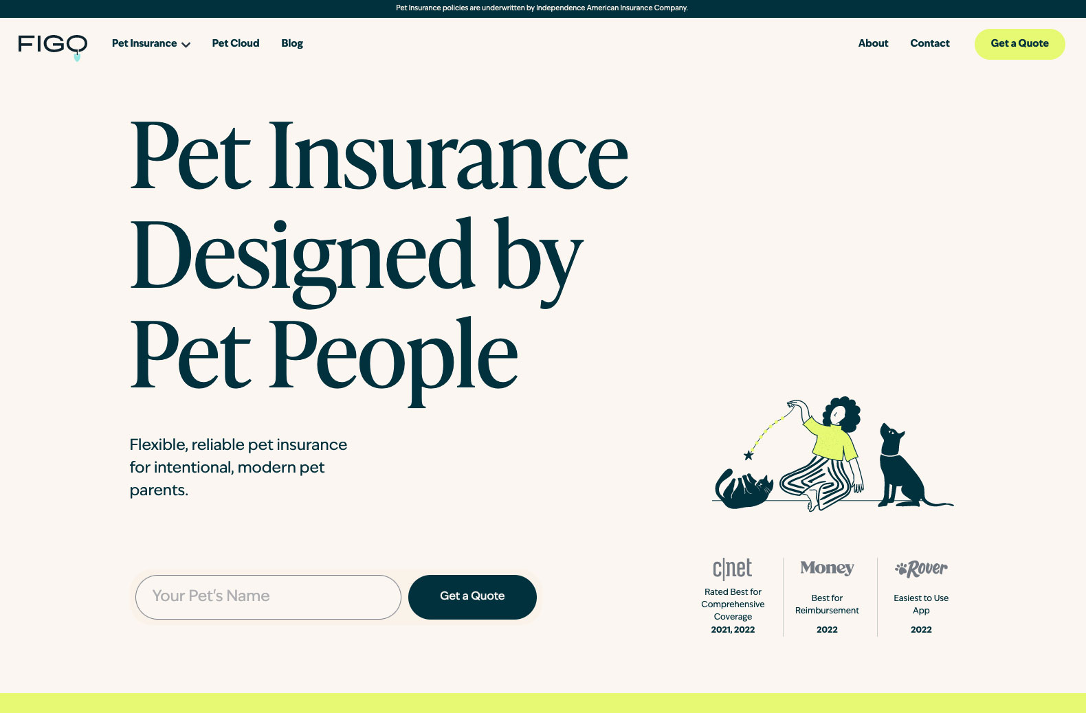 FIGO Pet Insurance website - Fonts In Use