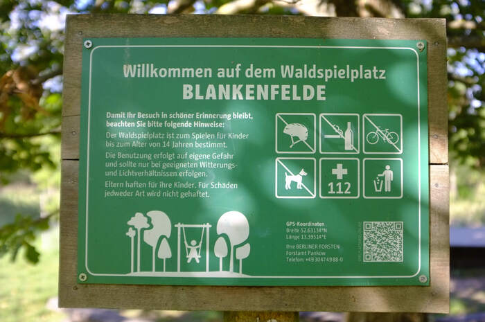 Information board forest playground Blankenfelde