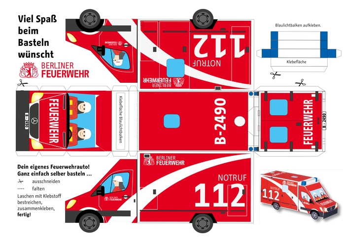 Crafting instructions for those who want their own ambulance car at home