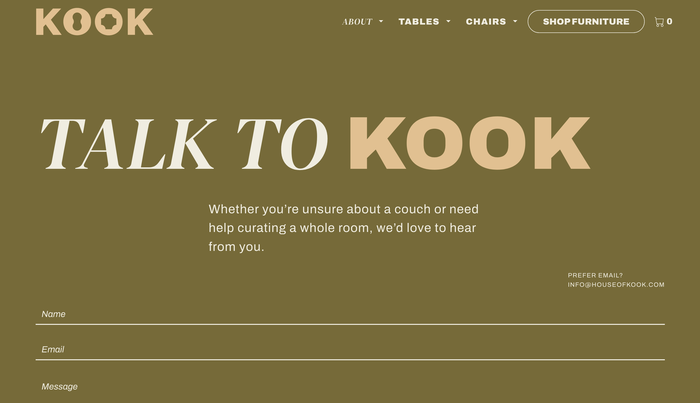 Kook Furniture website 4