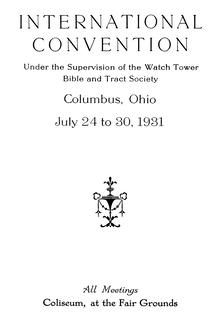 Watch Tower International Convention 1931 program