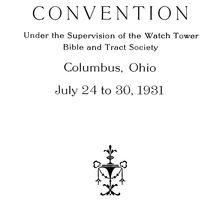 Watch Tower International Convention 1931 program