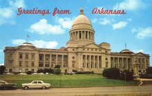 “Greetings from Arkansas” postcard