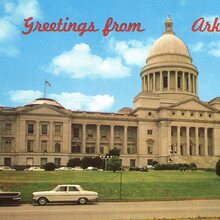 “Greetings from Arkansas” postcard