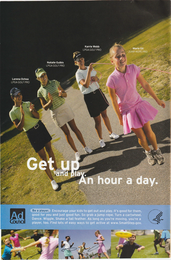 “Get up and play. An hour a day.” advertisement
