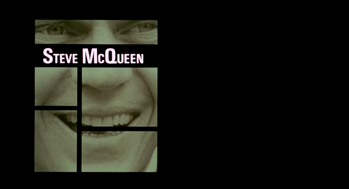A frame from the title sequence, with type set in Univers 67.