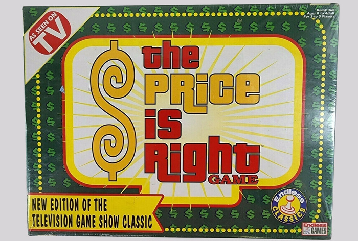 The Price is Right board game, Endless Games, 1998. The title here looks a lot like . “New edition …” is in squeezed caps from  Casual Bold.