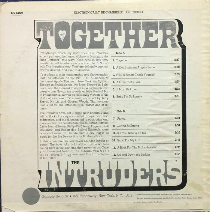 The liner notes and track names on the back cover are set in .