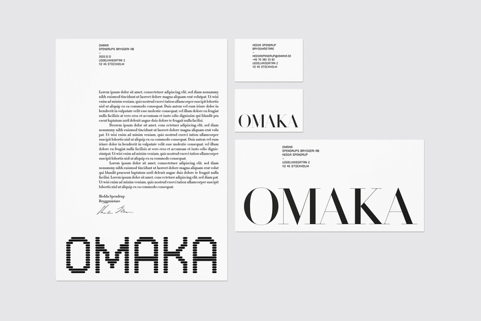 Branded stationery developed for Omaka by Stockholm Design Lab