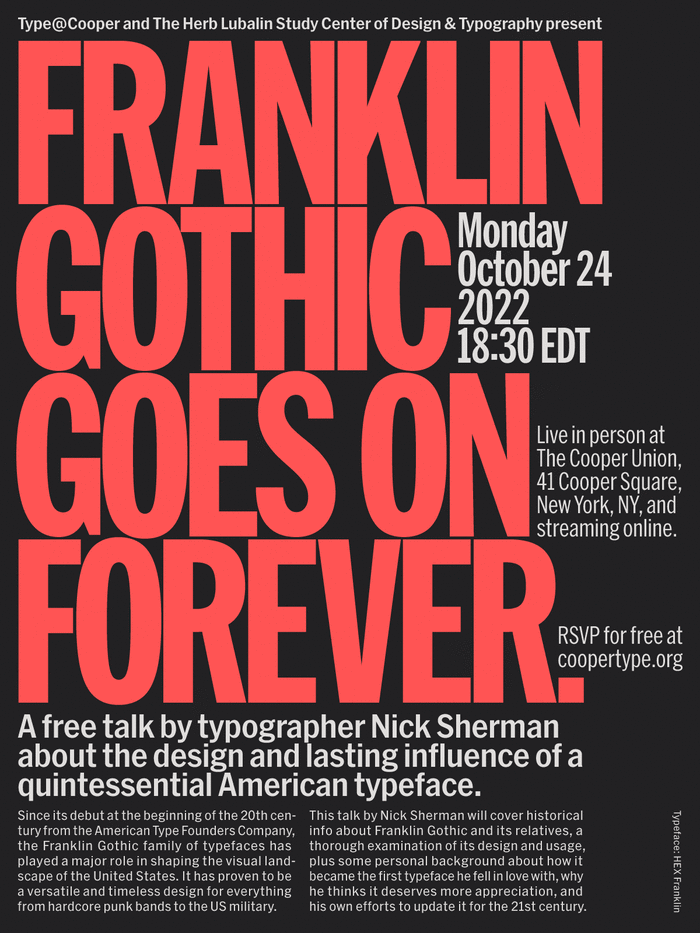 ‘Franklin Gothic Goes on Forever’ lecture flyers 1