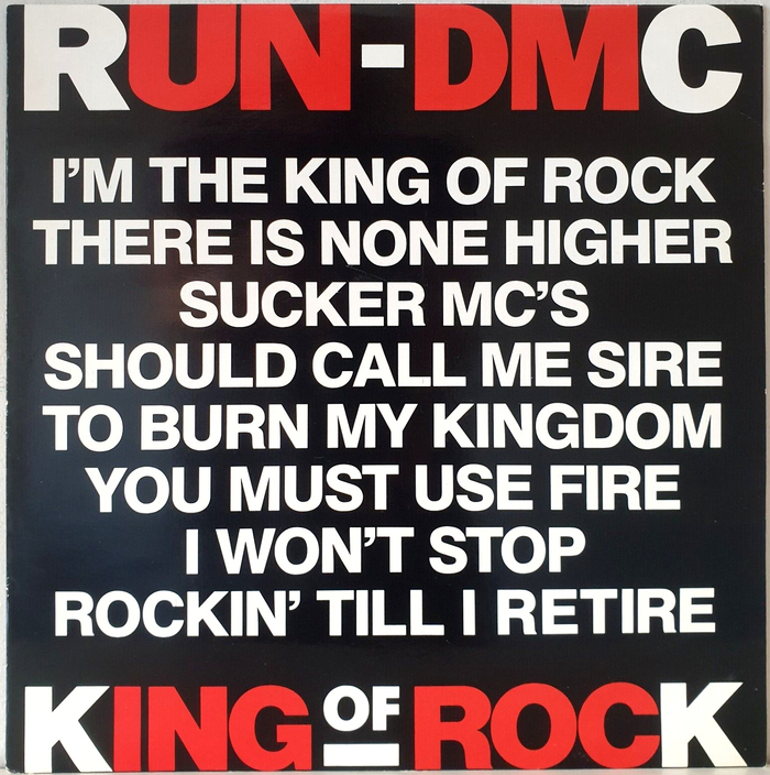 Cover of the single &ldquo;King of Rock&rdquo;, Island Records (licensed from 4th & Broadway), UK, 1986
[More info on Discogs]