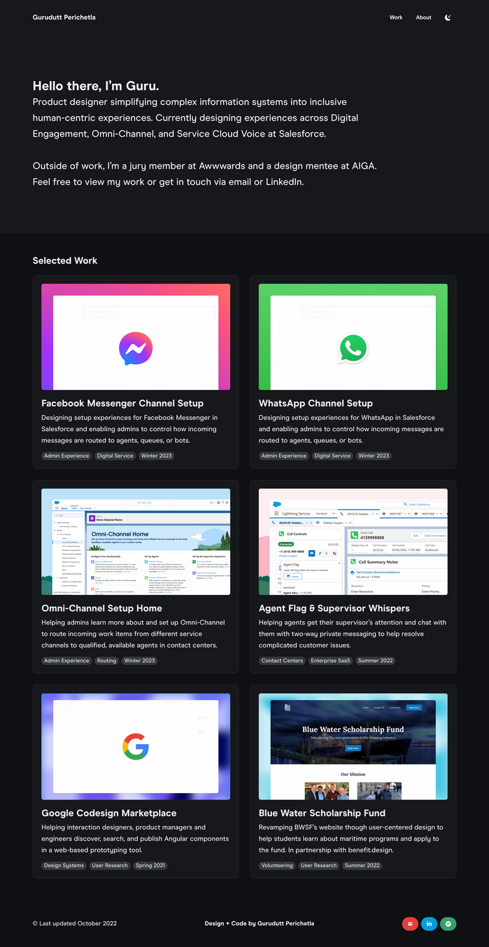 Gurudutt Perichetla portfolio website (2022) 2