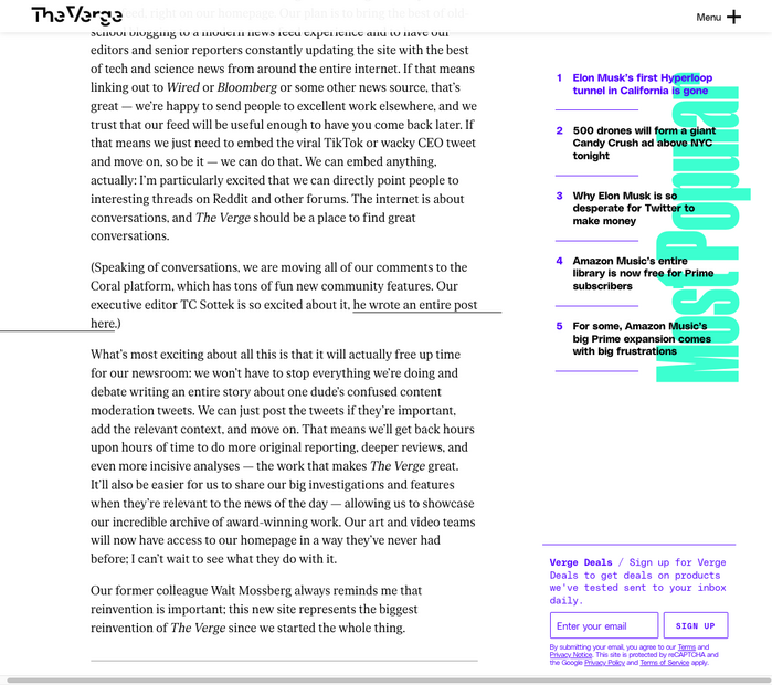 Article body and sidebar