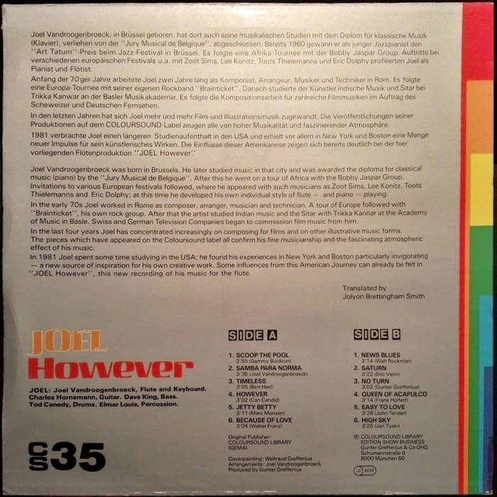 Back cover with bilingual liner notes, also in Univers