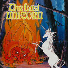 <cite>The Last Unicorn</cite> movie poster and VHS covers