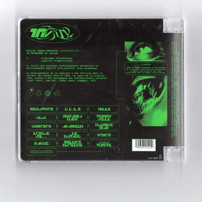 The back cover additionally features  and a custom monospaced font.