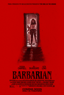 <cite>Barbarian</cite> movie logo and posters