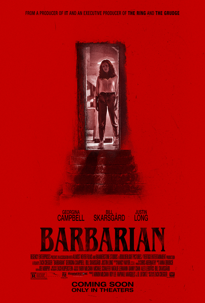 Poster design by Ignition, additionally featuring  in various widths, with credits set in . The logo here appears to be squeezed ITC Benguiat Bold Condensed, but without any added extra weight.