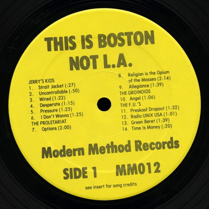 This Is Boston Not L.A. 12″ side 1 label.