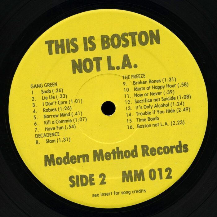 This Is Boston Not L.A. 12″ side 2 label.