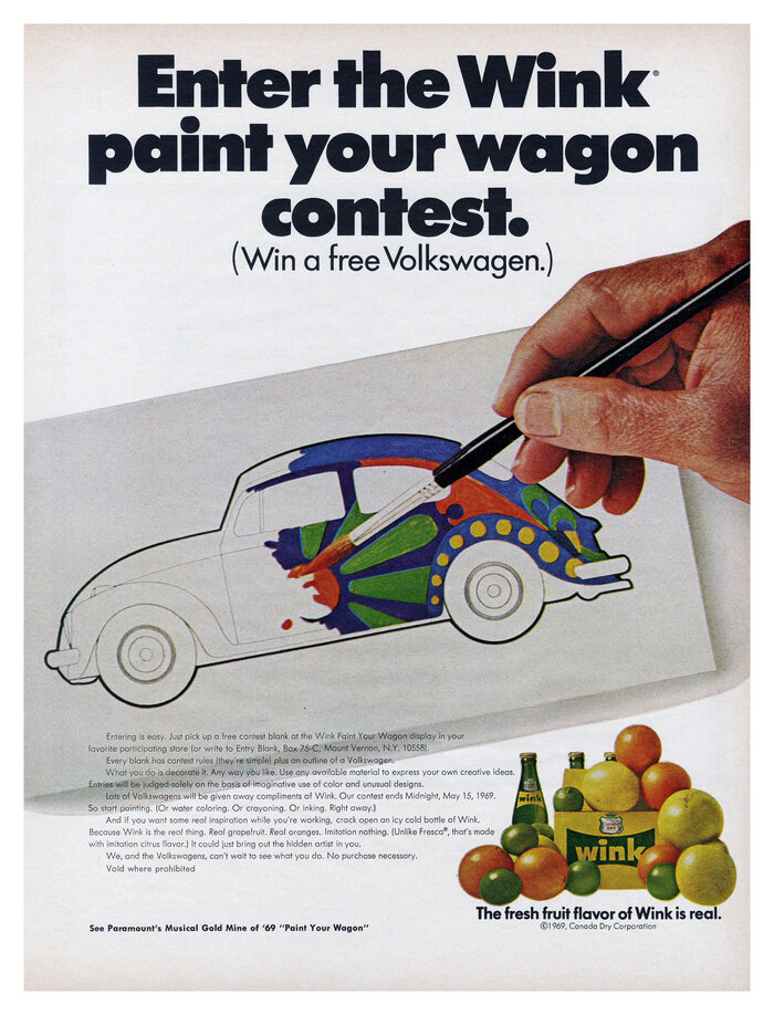 “Enter the Wink paint your wagon contest” ad