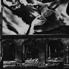 Fondation – <cite>Le vaisseau blanc </cite>album art and <span>Tunnel Vision Records logo</span>