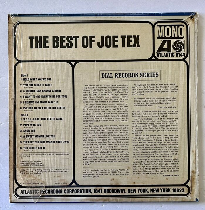 The back cover features  with  for Jonathan Cott’s liner notes and  Condensed for “Dial Records Series”.