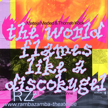 <cite>the world flames like a discokugel</cite> poster
