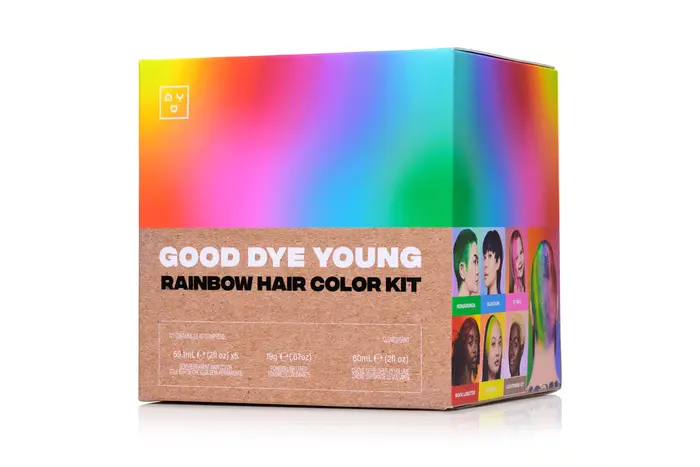 Good Dye Young Rainbow Hair Color Kit packaging with Integral CF