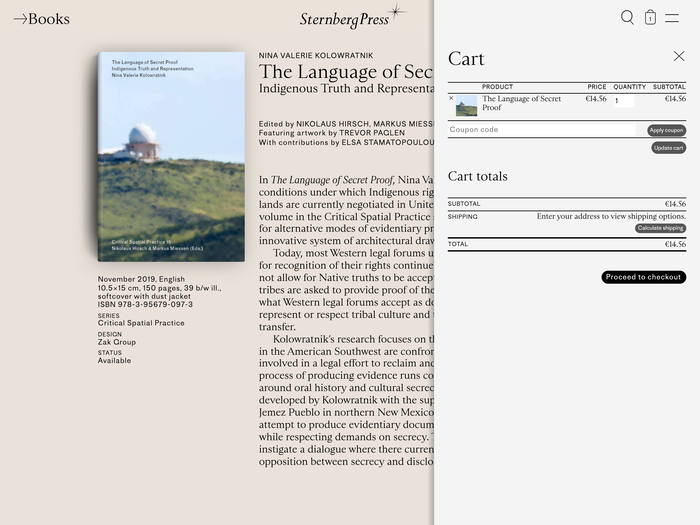 Single book page with cart