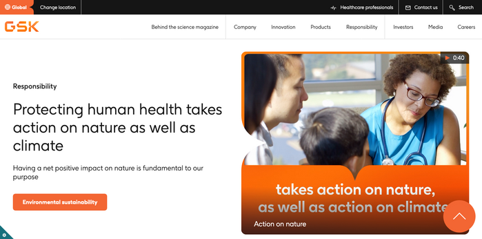 The GSK homepage in 2022