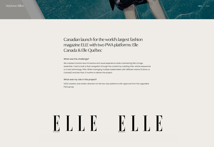 Stephane Billon portfolio website 3