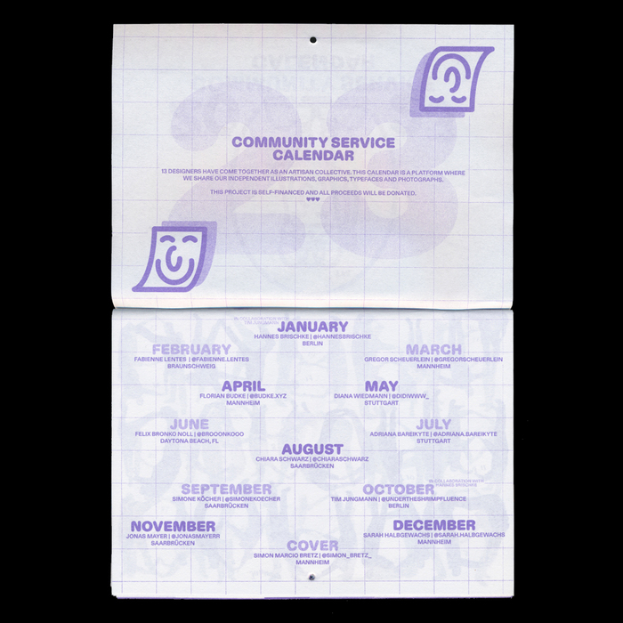 The credits page as well as the cover make early use of .
